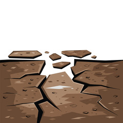 Ground cracks. Earthquake crack. hole damaged effect. Cracked land, concrete surface with splits isolated 3d vector 