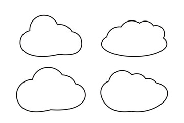 cloud shapes vector icon set illustration isolated on white background. clouds in blue sky and  cartoon white puffy art work.