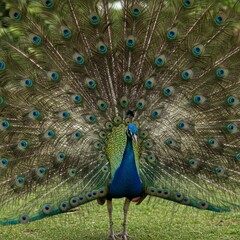 Obraz premium Peacock with Open Feathers 