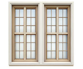 Fototapeta premium Double-hung window with multiple panes on a transparent background