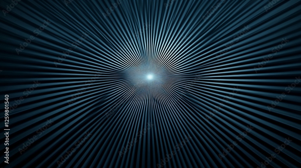 Wall mural abstract minimalist composition with radial lines emanating from the center on blue background. feat