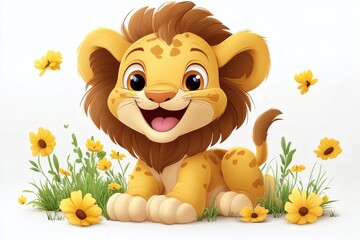Lion Cub in Daisies