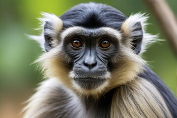 Obraz premium arafed monkey with a black and white face and long hair