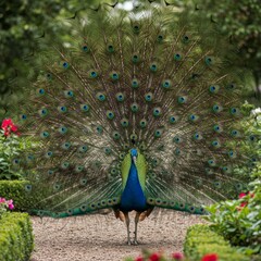 Obraz premium Peacock with Open Feathers 