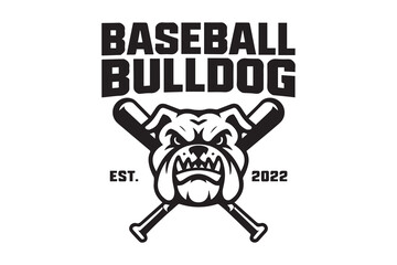 Baseball Bulldog with Crossed Bats vector