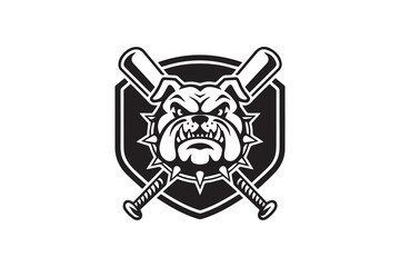 Fototapeta premium Baseball Bulldog with Crossed Bats vector