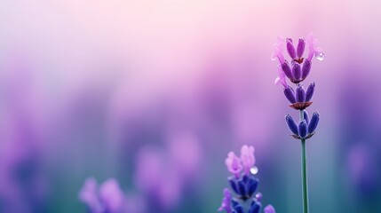 Obraz premium A serene close-up of lavender flowers with a dreamy, soft background, perfect for nature-themed projects and calming visuals.