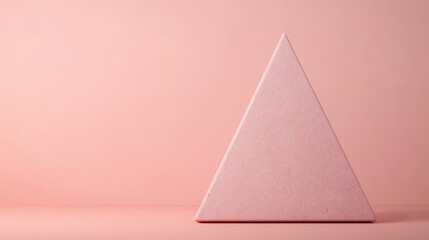 A minimalist pink triangle on a soft pink background, perfect for abstract design and modern aesthetics.