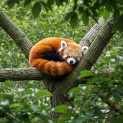 Obraz premium Sleeping Red Panda 
