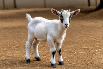 Obraz premium there is a small goat standing in a dirt field