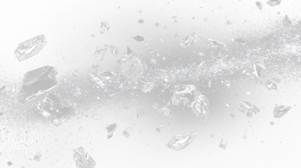 a bunch of ice cubes falling into the air