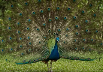 Obraz premium Peacock with Open Feathers 