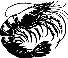 Shrimp Silhouette vector illustration black