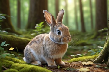 Fototapeta premium there is a rabbit that is sitting in the woods