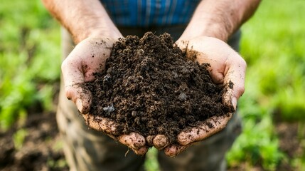 Rich Soil in Hands - A Garden's Essence