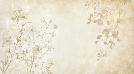 Blank Parchment Texture with Faded Floral Imprints and Pastel Color Palette, Perfect for Custom Notes and Decorative Embellishments, Evoking Vintage Wallpaper and Textiles