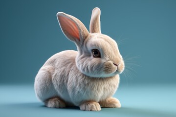 Obraz premium there is a small rabbit that is sitting on a blue surface