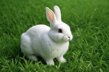 Obraz premium there is a white rabbit sitting in the grass with red eyes