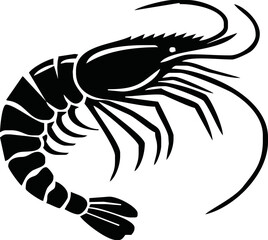 Shrimp Silhouette vector illustration black