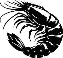 Shrimp Silhouette vector illustration black