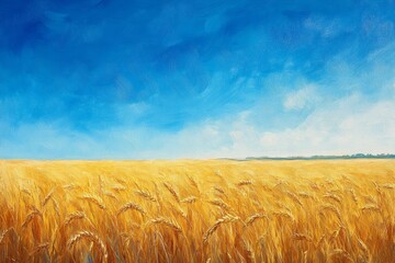 Golden Wheat Field Under Blue Sky