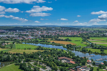 Die Erholungsregion Fränkisches Seenland am Altmühlsee bei Gunzenhausen im Luftbild