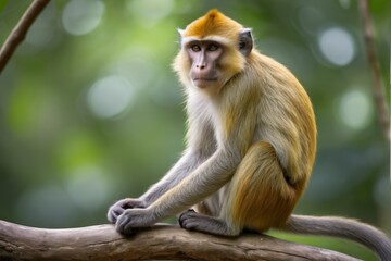 Fototapeta premium arafed monkey sitting on a branch in a forest