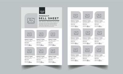 Product Line Sheet Template, Wholesale Template, Product Catalog Layout with 2 page design template