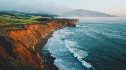 Naklejka premium Coastal seascape with serene ocean views