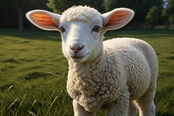 Fototapeta premium there is a sheep that is standing in the grass