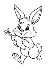 Obraz premium easter bunny cartoon drawing , colouring page outline art, coloring book
