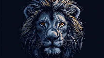 Naklejka premium Vivid and Detailed Illustration of a Colorful Lion Head with a Stunning Blend of Bright Hues and Intricate Patterns
