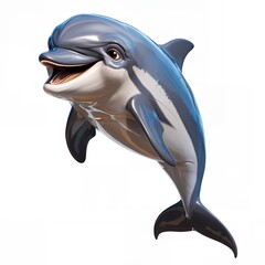 Naklejka premium Happy Cartoon Dolphin Leaping Jumping Smiling Ocean Animal Marine Mammal Illustration
