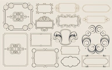 Collection of Elegant Ornamental Frames Decorative Borders and Vintage Design Elements for