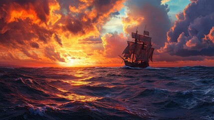 Fantastic sunrise over the ocean with vibrant colors