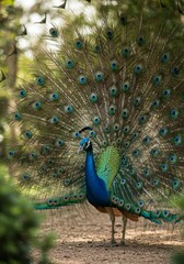 Obraz premium Peacock with Open Feathers 