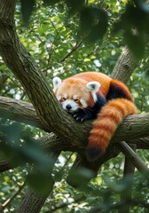 Fototapeta premium Sleeping Red Panda 