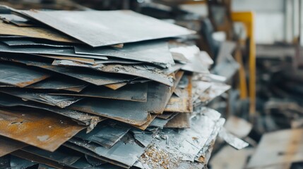 Stacked Metal Sheets - Industrial Recycling