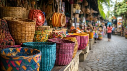 Vibrant Woven Wonders: A Colorful Showcase of Balinese Artisan Baskets