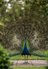 Obraz premium Peacock with Open Feathers 