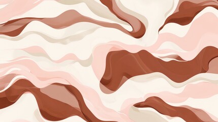 Abstract Swirls: A Serene Study in Brown, Pink, and Beige