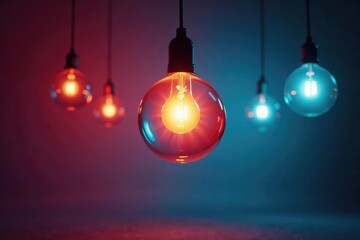 Fototapeta premium Round sphere lightings suspended from ceiling, bulb, sphere
