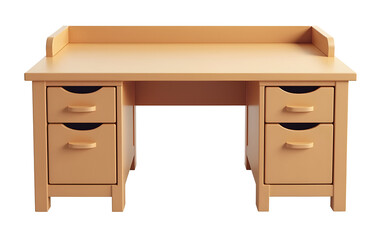 Study in style! This charming wooden desk features four drawers and a sleek design, perfect for any workspace. clipping path