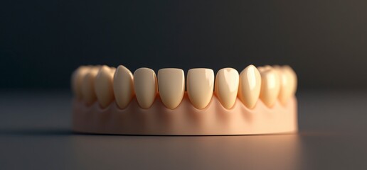Realistic Dental Model with Perfectly Aligned White Teeth Display