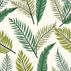 Tropical Green Leaf Pattern Seamless Design