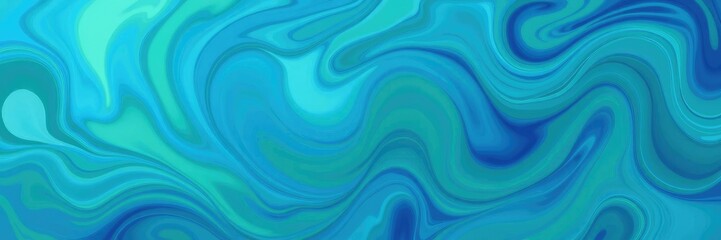 Swirling shapes in shades of blue and green, peaceful atmosphere, soft textures