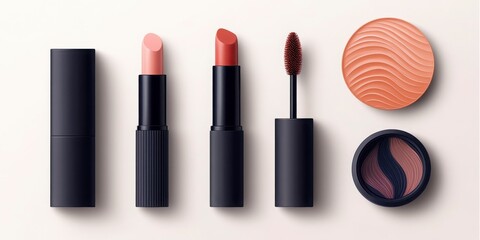 Obraz premium Stylish Makeup Products on Light Background for Beauty Enthusiasts