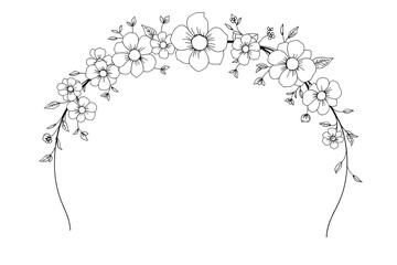 Obraz premium A lineart flowers arch on white background 