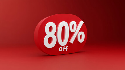 80% off sale sign in bold white letters on red background, creating striking visual for promotions. This eye catching design is perfect for advertising discounts and sales events
