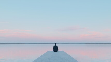 Peaceful dawn lake meditation